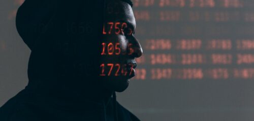 numbers projected on face